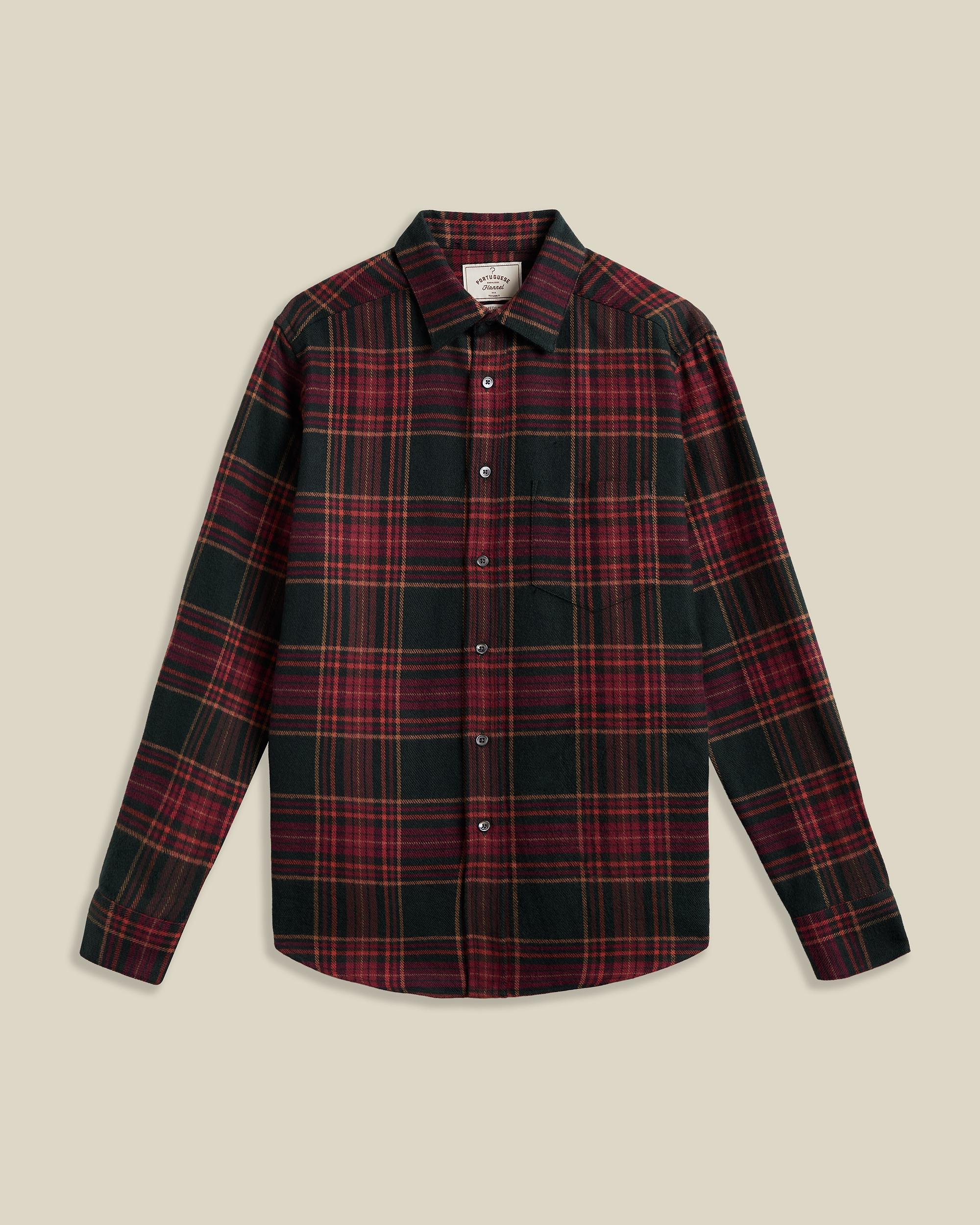 Portuguese Flannel Bravio Checkered Flannel Shirt Herren Hemd kariert rot